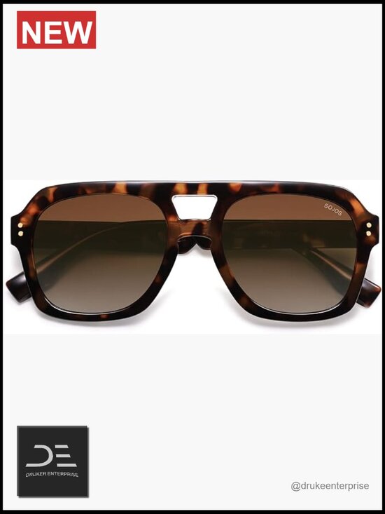 Trendy Thick Polarized Aviator Sunglasses Large Retro Bold Square Pilot Shades